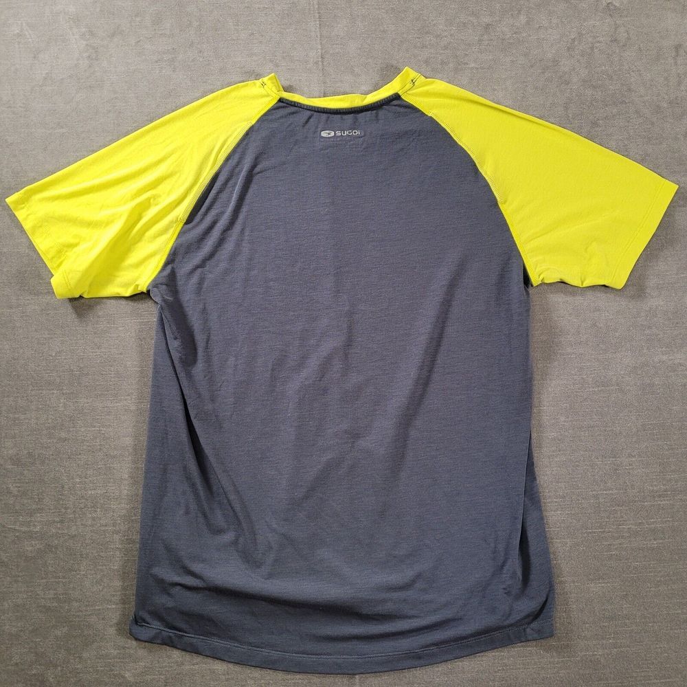 Sugoi Mens Size L Gray Yellow Short Sleeve Back Pocket Full Zip Cycling Jersey - Picture 8 of 9